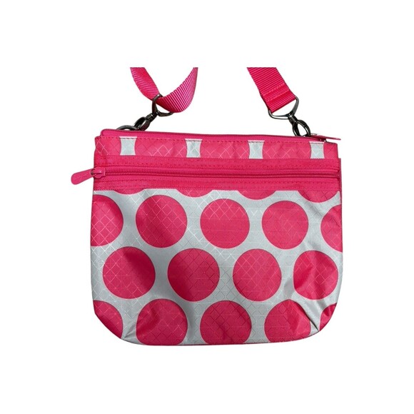 Thirty One Mod Dot Crossbody Bag Pink Polka Dots Adjustable Strap EUC - Picture 2 of 12